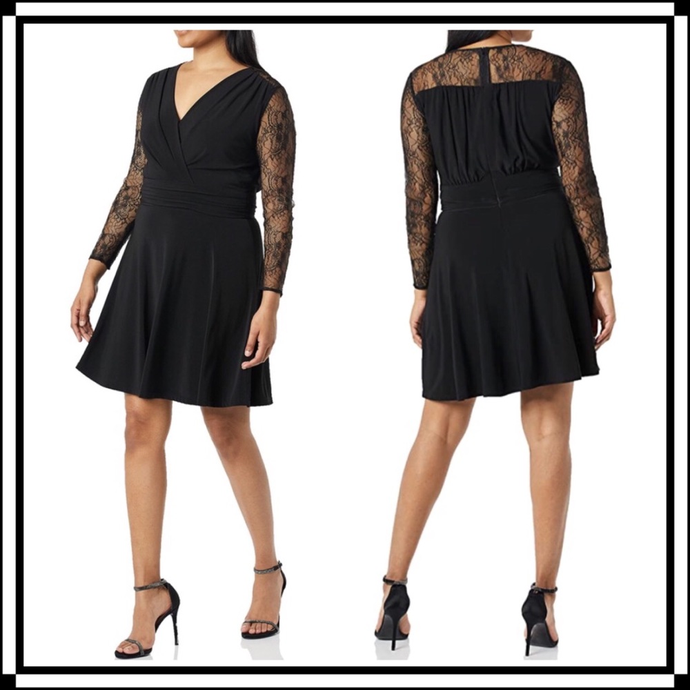 Tahari A. Levine Long Sleeve Lace Crepe Dress - 4